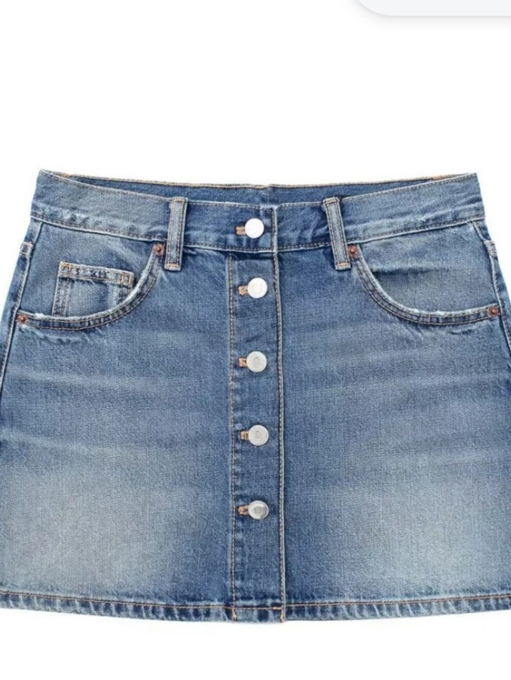 Button Front Denin Mini Skirt